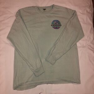 Men’s L long sleeve, Albuquerque, NM, graphic tee. Pale green colorful graphic.